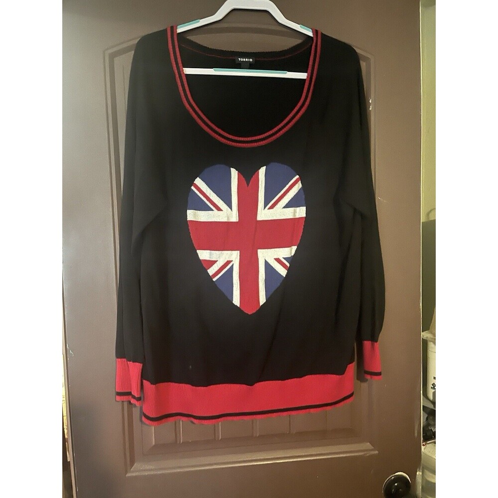 UK Heart Sweater Women Plus Size Torrid 3 Black Preppycore Uppycore Vacationcore